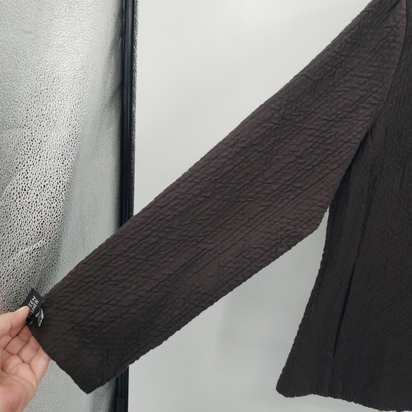 Eileen Fisher Small Brown Wool Blend Jacket Military Asian Frog Knotted Button - Picture 9 of 11